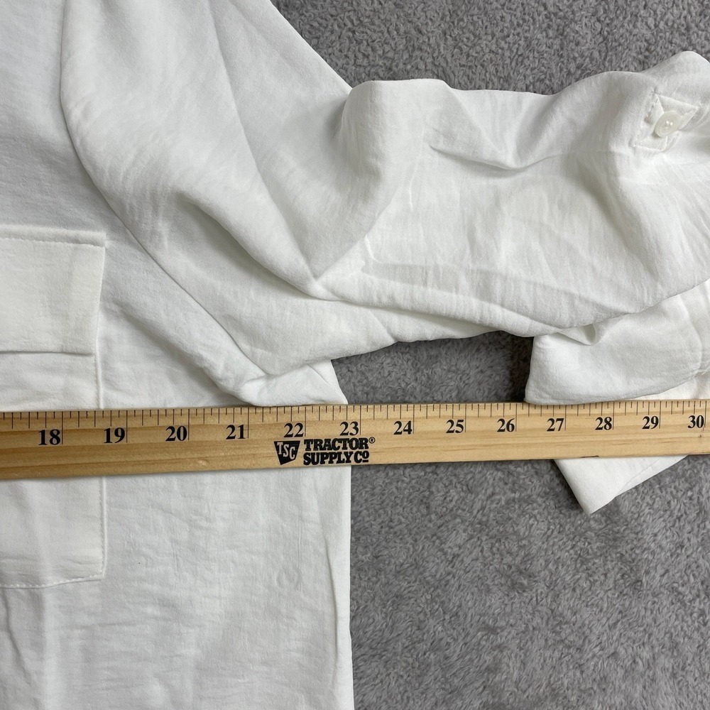 NEW Hilary Radley Women's L White Button Down Long Sleeve Shirt Top Polyester - Picture 6 of 11
